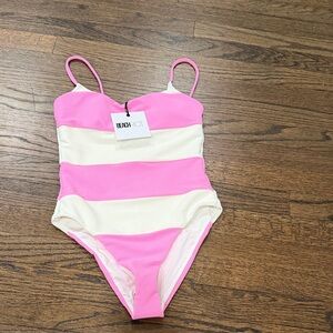 Beach Riot Pink and Cream Striped One-Piece